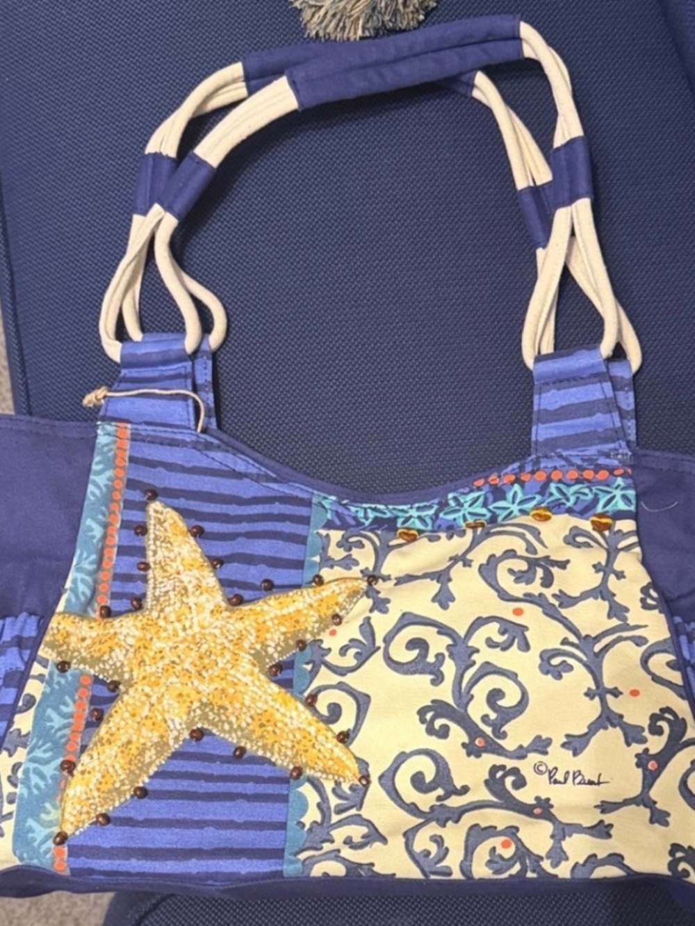 Blue Starfish Canvas Shoulder Bag by Sun N Sand